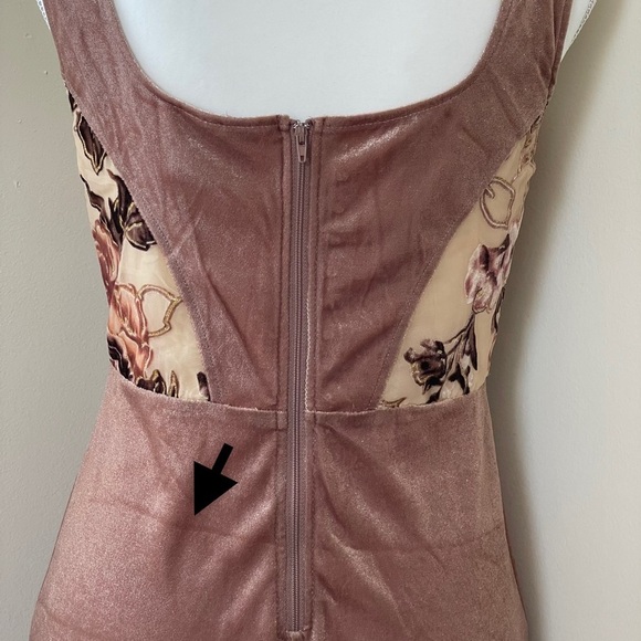 Windsor Floral Velvet Hook-Eye Closure Scoop Neck Zip-Up Dress Women’s Medium - Picture 10 of 16